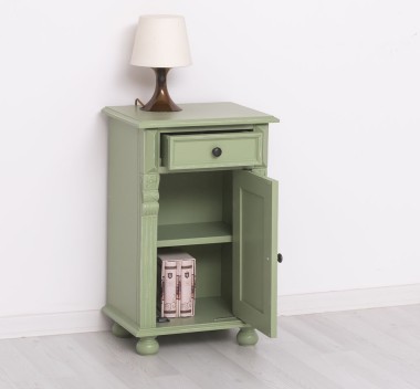 Nightstand with ornaments, 1 door and 1 drawer - PS39