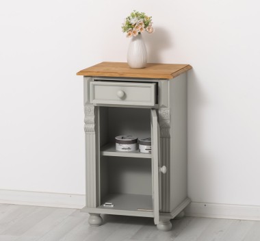 Nightstand with ornaments, 1 door and 1 drawer - PS39