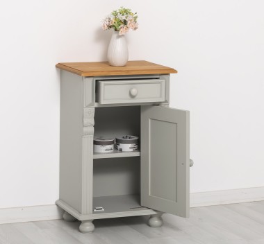 Nightstand with ornaments, 1 door and 1 drawer - PS39