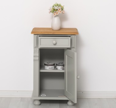 Nightstand with ornaments, 1 door and 1 drawer - PS39