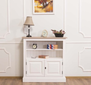 Medium bookcase with 2 doors, 1 shelf, oak top - PS212-TOP OAK