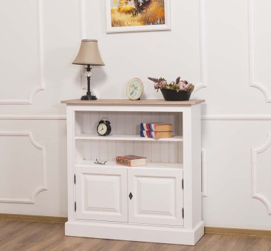 Medium bookcase with 2 doors, 1 shelf, oak top - PS212-TOP OAK