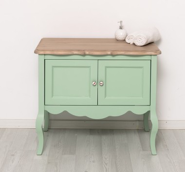 Bathroom furniture with curved legs, two doors , top oak - Color Top_P063 - Color Corp_P092 - DOUBLE COLORED