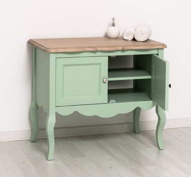 Bathroom furniture with curved legs, two doors , top oak - Color Top_P063 - Color Corp_P092 - DOUBLE COLORED