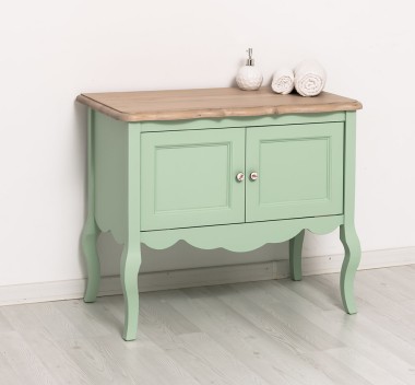 Bathroom furniture with curved legs, two doors , top oak - Color Top_P063 - Color Corp_P092 - DOUBLE COLORED