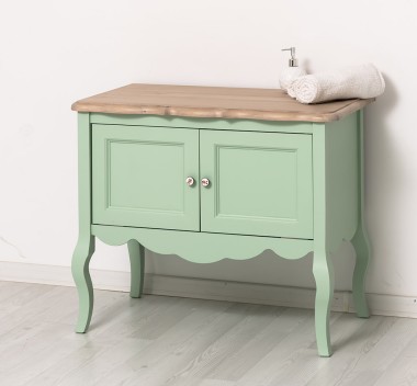 Bathroom furniture with curved legs, two doors , top oak - Color Top_P063 - Color Corp_P092 - DOUBLE COLORED