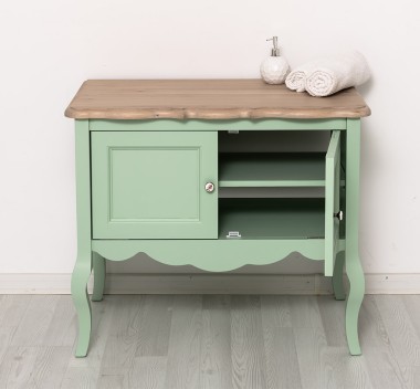 Bathroom furniture with curved legs, two doors , top oak - Color Top_P063 - Color Corp_P092 - DOUBLE COLORED