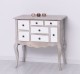 Console with curved legs and 7 multicolored drawers