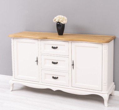 Chic sideboard 2 doors + 3 drawers, oak top, drawers on metal rails with soft close - PS648-TOP OAK
