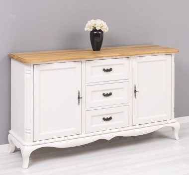 Chic sideboard 2 doors + 3 drawers, oak top, drawers on metal rails with soft close - PS648-TOP OAK