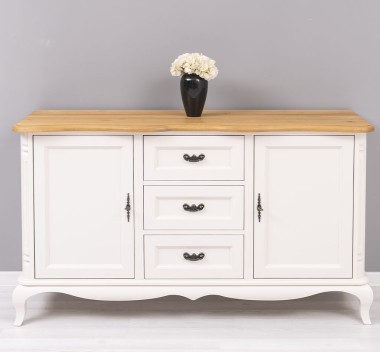 Chic sideboard 2 doors + 3 drawers, oak top, drawers on metal rails with soft close - PS648-TOP OAK