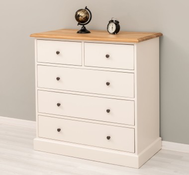 Chest of drawers with 2 narrow drawers + 3 wide drawers, oak top - PS151-TOP OAK