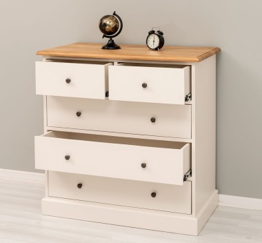 Chest of drawers with 2 narrow drawers + 3 wide drawers, oak top - PS151-TOP OAK