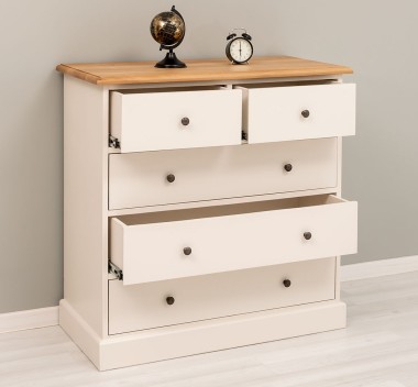 Chest of drawers with 2 narrow drawers + 3 wide drawers, oak top - PS151-TOP OAK