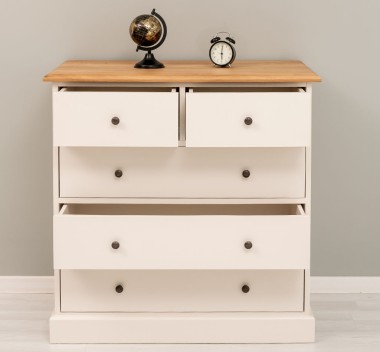 Chest of drawers with 2 narrow drawers + 3 wide drawers, oak top - PS151-TOP OAK