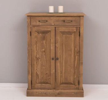 OAK Cabinet with drawer, 2 doors and 1 drawer, oak top