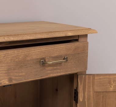 OAK Cabinet with drawer, 2 doors and 1 drawer, oak top