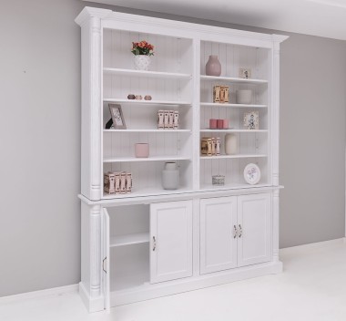 Large bookcase with ornaments, 4 doors and open space, BAS + SUP - PS731BAS+SUP
