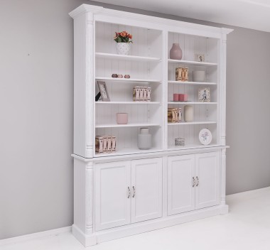 Large bookcase with ornaments, 4 doors and open space, BAS + SUP - PS731BAS+SUP