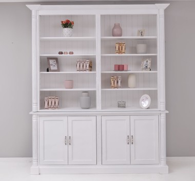 Large bookcase with ornaments, 4 doors and open space, BAS + SUP - PS731BAS+SUP