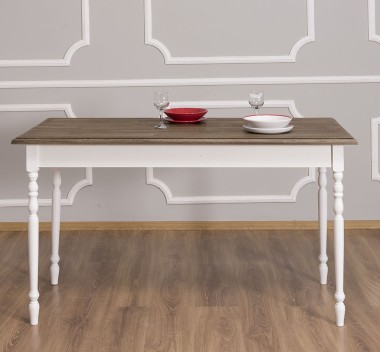 Masa cu blat stejar si picioare strunjite, dim. 140x70x78 - PS660-140-TOP OAK