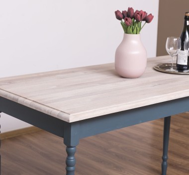 Masa cu blat stejar si picioare strunjite, dim. 140x70x78 - PS660-140-TOP OAK
