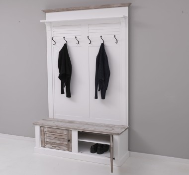 Shutter design halway coat hanger with two doors - PS721
