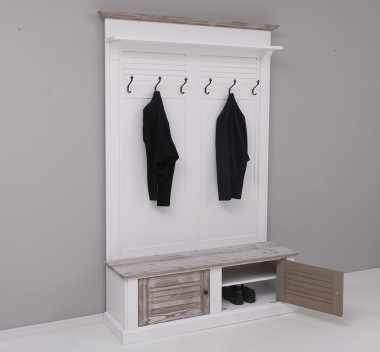 Shutter design halway coat hanger with two doors - PS721