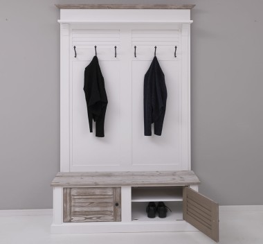 Shutter design halway coat hanger with two doors - PS721