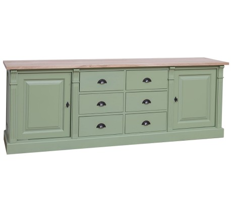Buffet with 2 doors, 6 drawers, oak top, BAS, Directoire Collection - PS295BAS-TOP OAK