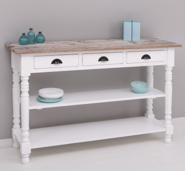 Wall console with turned legs, two shelves and three drawers - Top_P071 / Corp_P004 - Double Color