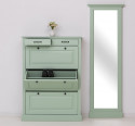 Shoe rack with 3 doors and 2 drawers with rails and mirror - Color_P092 - PAINT