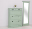 Shoe rack with 3 doors and 2 drawers with rails and mirror - Color_P092 - PAINT