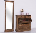 Shoe cabinet 2 doors and 2 drawers + hallway High mirror, oak - Color_P064 - DEEP BRUSHED