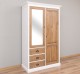 Cupboard with 2 doors, 3 drawers and mirror, drawers with metal rails - DOUBLE COLORED