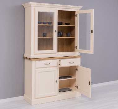 2-door sideboard, 2 BAS drawers + 2 SUP glass doors - Color Top_P001 - Color Ext._P025 / Color Int._P001 - DOUBLE COLORED