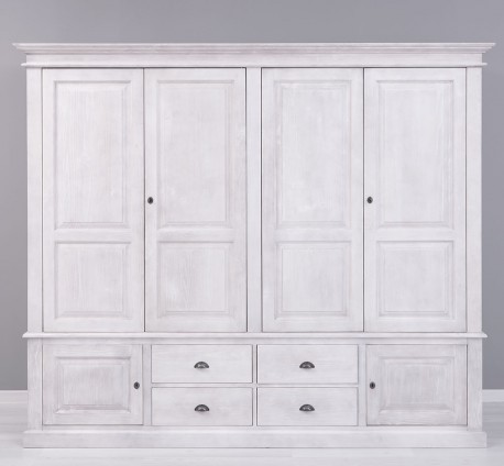 Cabinet with 4 + 2 doors, 4 drawers with metal rails - Color_P080 - DEEP BRUSHED