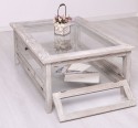 Coffee table with glass, 4 glass doors 120cm
