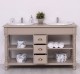 Bathroom cabinet for 2 sinks with 3 drawers, turned legs - sinks are not included in the price