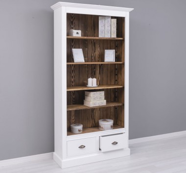 Bookcase with 2 drawers with metal rails, open shelf - Color Ext._P004 / Color Int._P064 - DOUBLE COLORED