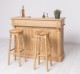 Small cafe furniture 140 oak, with 2 bar stool with turned leg oak - Color_P061 - LACQUERED