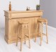 Small cafe furniture 140 oak, with 2 bar stool with turned leg oak - Color_P061 - LACQUERED