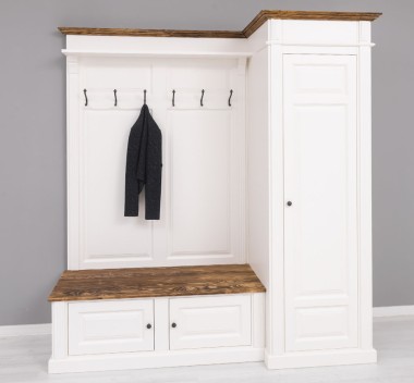 Hallway Wardrobe, With Shoe Rack And Coat Hanger - Right - Color Top_P064 - Color Corp_P039 - Color Cornice_P064 - DOUBLE COLORE