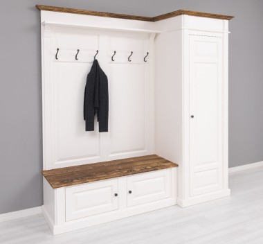 Hallway Wardrobe, With Shoe Rack And Coat Hanger - Right - Color Top_P064 - Color Corp_P039 - Color Cornice_P064 - DOUBLE COLORE