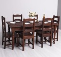 Dining Table With Turned Legs with 6 chair - Color_P083 - DEEP BRUSHED