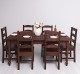 Dining Table With Turned Legs with 6 chair - Color_P083 - DEEP BRUSHED
