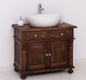 Bathroom cabinet with ornate foot for 1 vessel sink