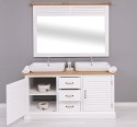 Bathroom base unit shutter doors - with sinks, oak top with mirror - Color Top_P061 / Color Corp_P004 - DOUBLE COLORED