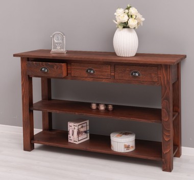 Console With 2 Shelves, 3 Drawers - Color_P083 - DEEP BRUSHED