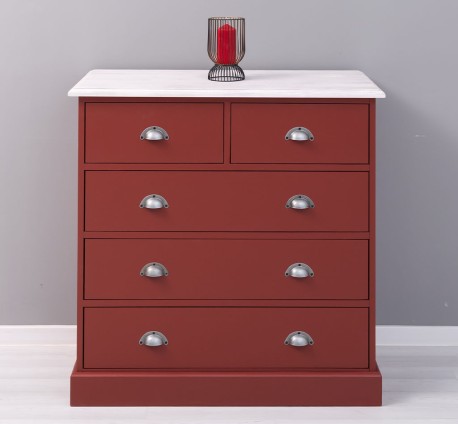 Chest Of Drawers With 2 Narrow Drawers + 3 Wide Drawers - Color Top_P080 - Color Corp_P029 - DOUBLE COLORED